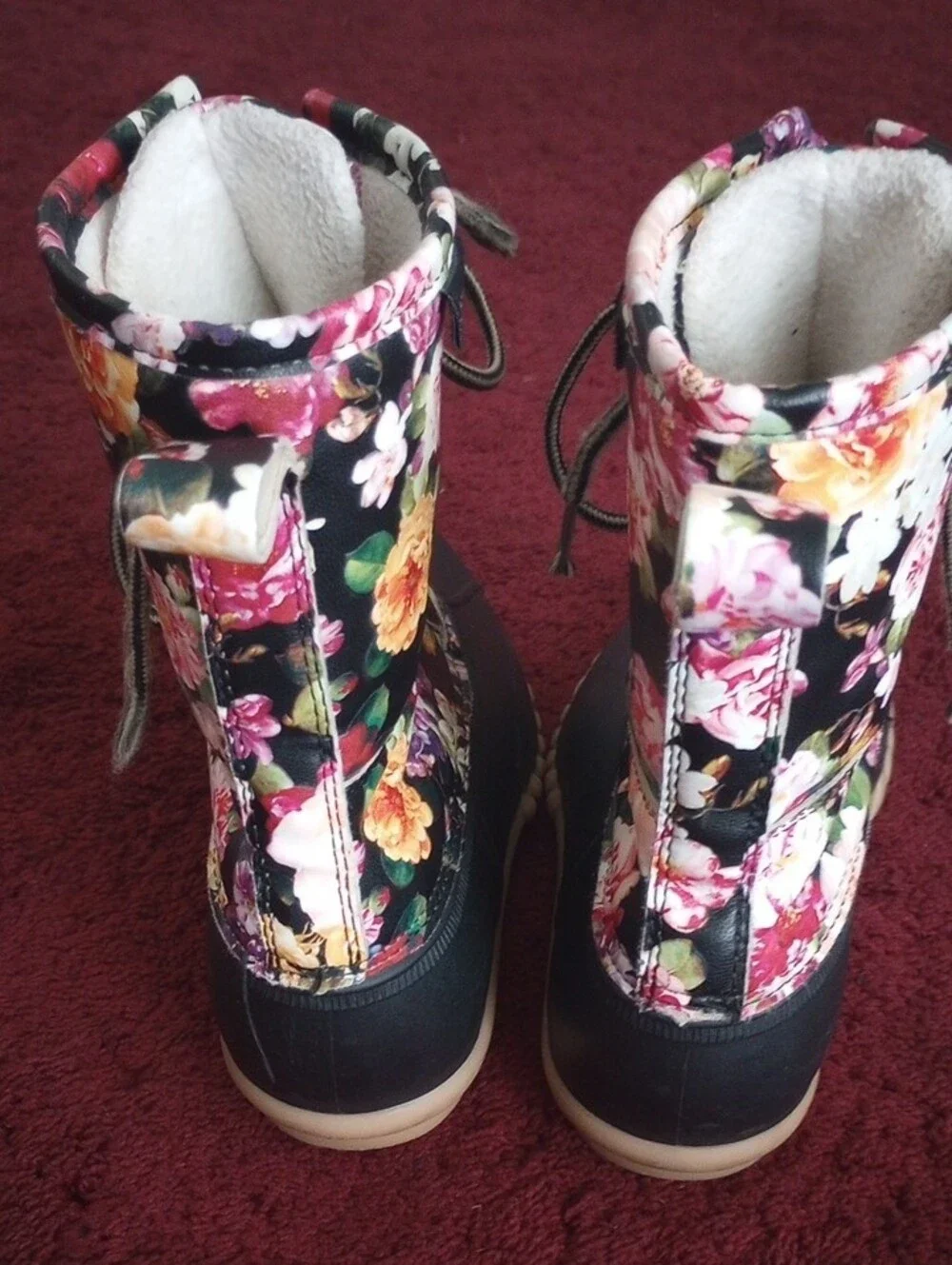 JANDS Girl's Youth Size 4 Floral Print Duck Boots